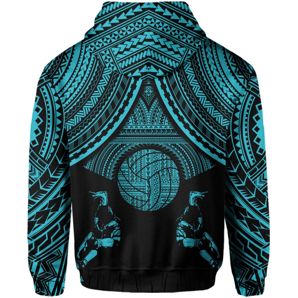 Polynesian Volleyball Hawaii Zip Hoodie Blue - Polynesian Pride