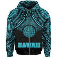Polynesian Volleyball Hawaii Zip Hoodie Blue - Polynesian Pride