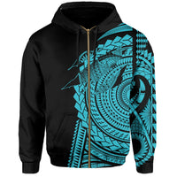 Hawaii Polynesian Zip Hoodie In My Heart Ryan Style Blue - Polynesian Pride