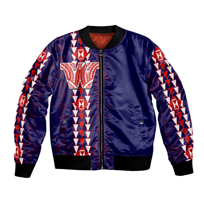 Hawaii - Waianae High Mix Kakau Bombers Jacket LT6 Unisex Blue - Polynesian Pride