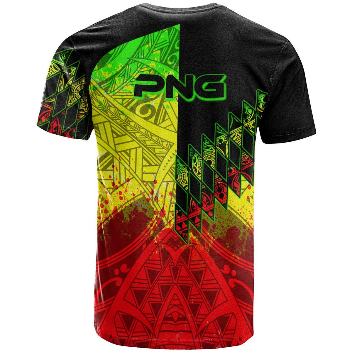 Papua New Guinea T Shirt Reggage Color Symmetry Style - Polynesian Pride