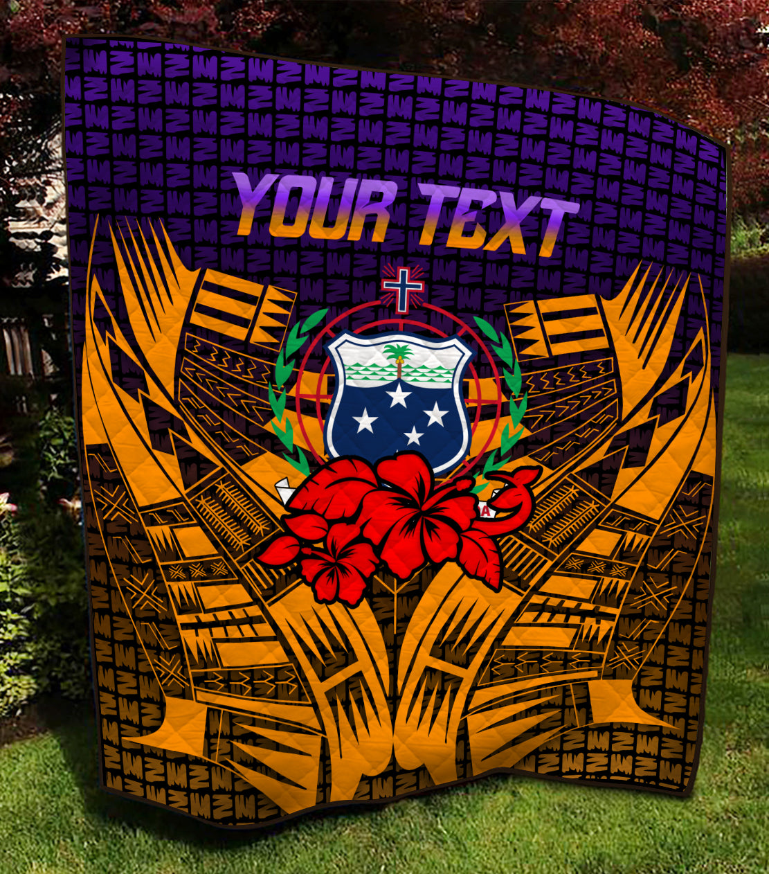 (Custom Personalised) Samoa Quilt - Hibiscus With Tribal - LT12 - Polynesian Pride