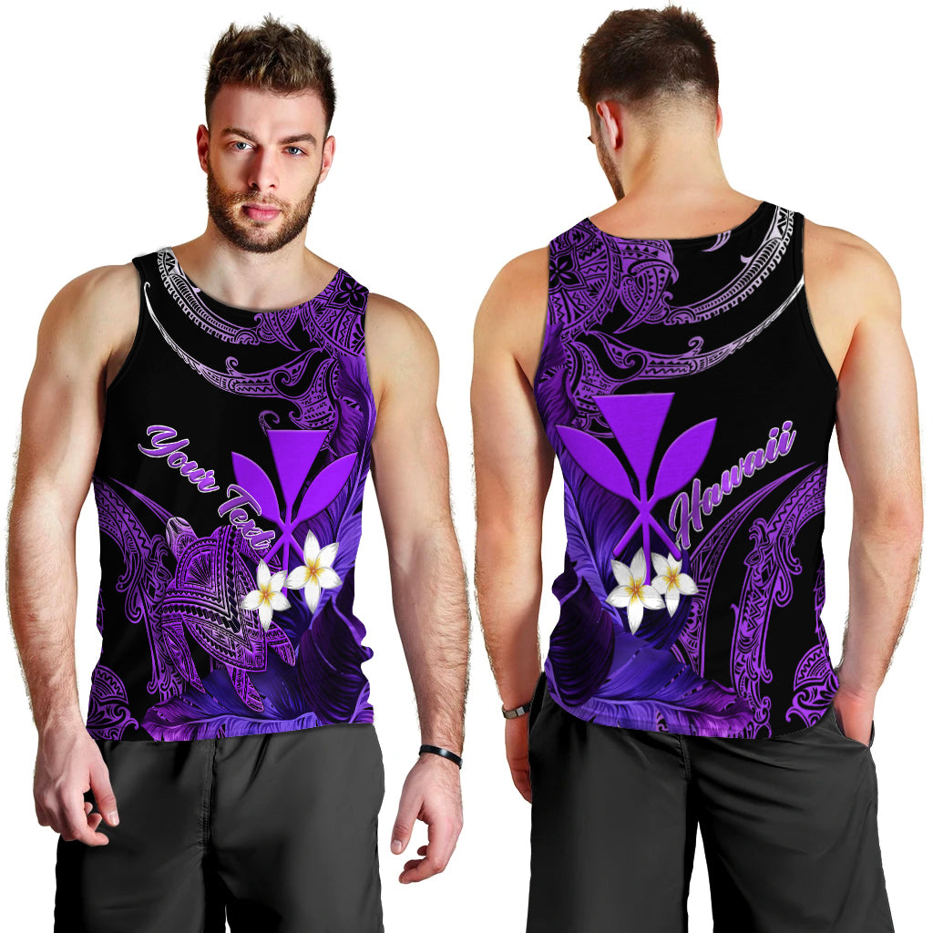(Custom Personalised) Hawaii Turtle With Plumeria Leaf Purple Men Tank Top - LT12 - Polynesian Pride