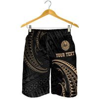 Tahiti Polynesian Custom Personalised Men's Short - Gold Tribal Wave - Polynesian Pride
