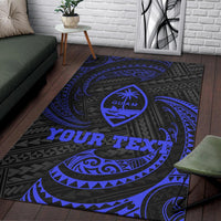 Guam Polynesian Custom Personalised Area Rug - Blue Tribal Wave - Polynesian Pride