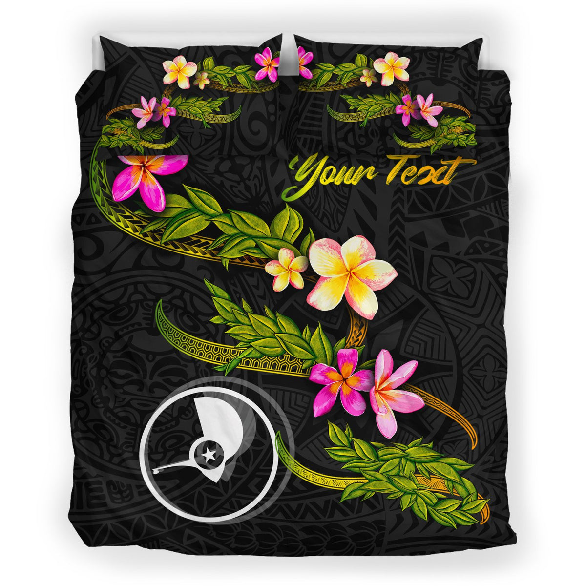 Yap Polynesian Custom Personalised Bedding Set - Plumeria Tribal - Polynesian Pride