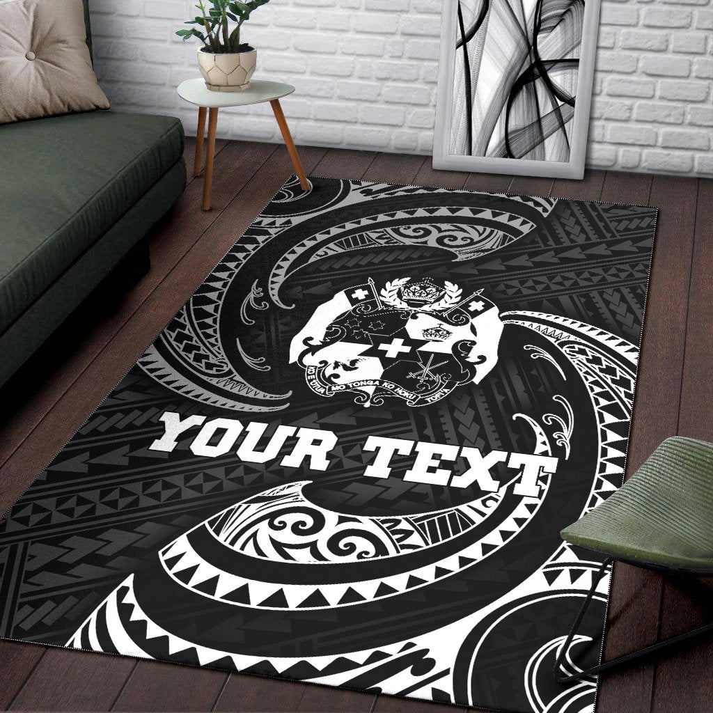 Tonga Polynesian Custom Personalised Area Rug - White Tribal Wave - Polynesian Pride
