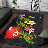 Wallis and Futuna Polynesian Custom Personalised Area Rug - Plumeria Tribal - Polynesian Pride