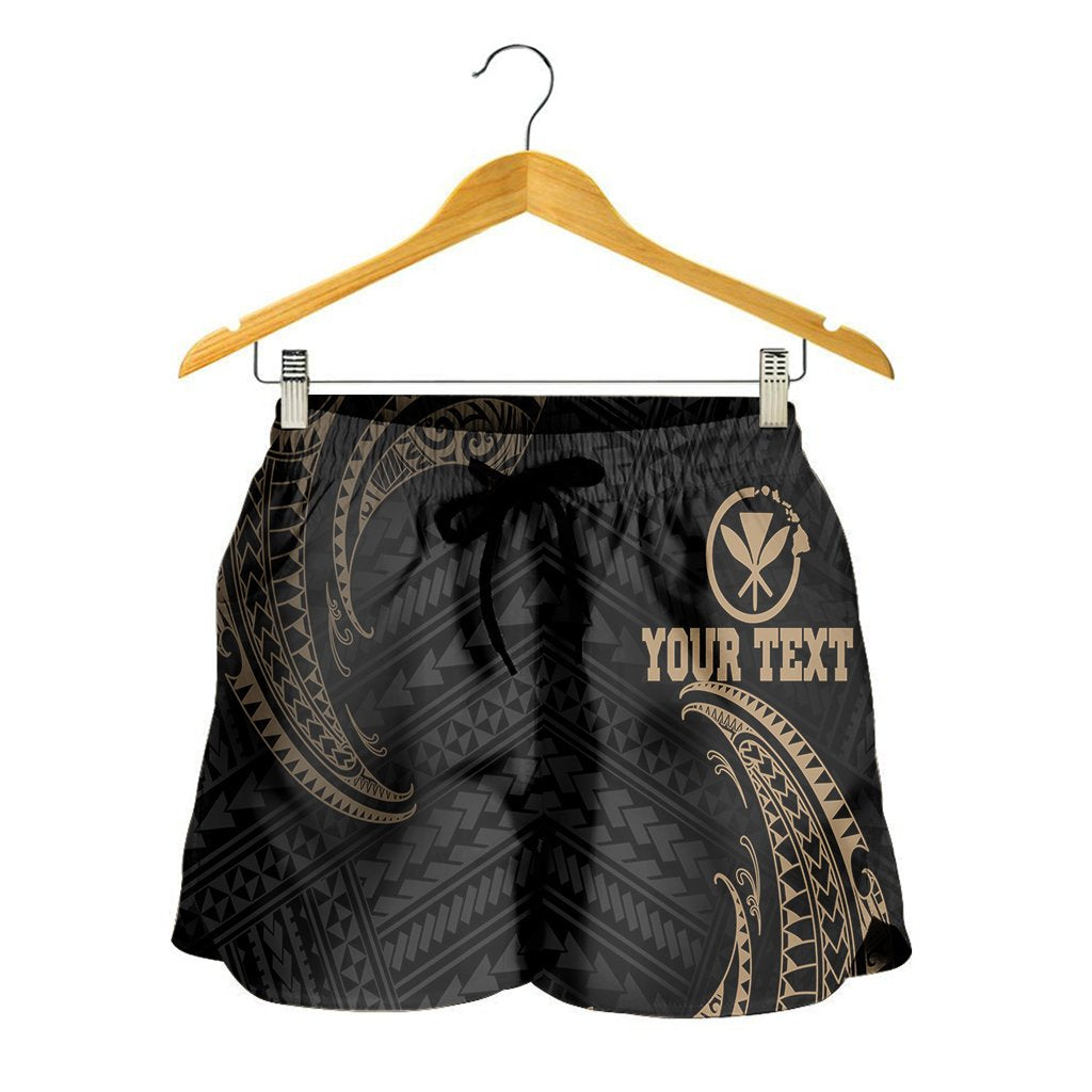 Hawaii Polynesian Custom Personalised Women's Short - Gold Tribal Wave - Polynesian Pride