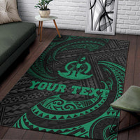 Vanuatu Polynesian Custom Personalised Area Rug - Green Tribal Wave - Polynesian Pride