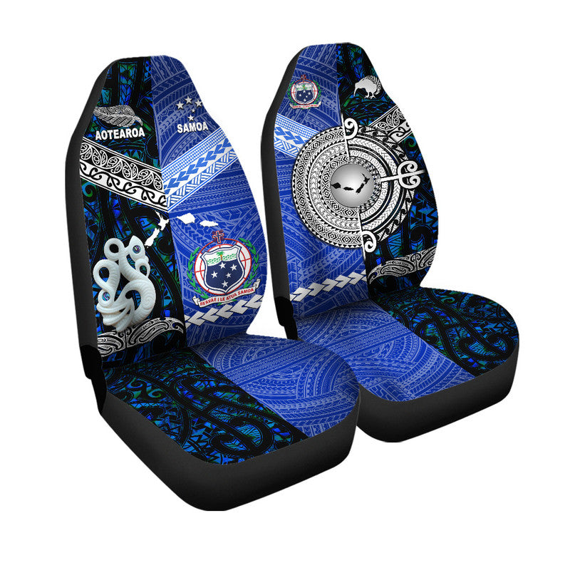 New Zealand And Samoa Car Seat Cover Together - Blue LT8 One Size Blue - Polynesian Pride