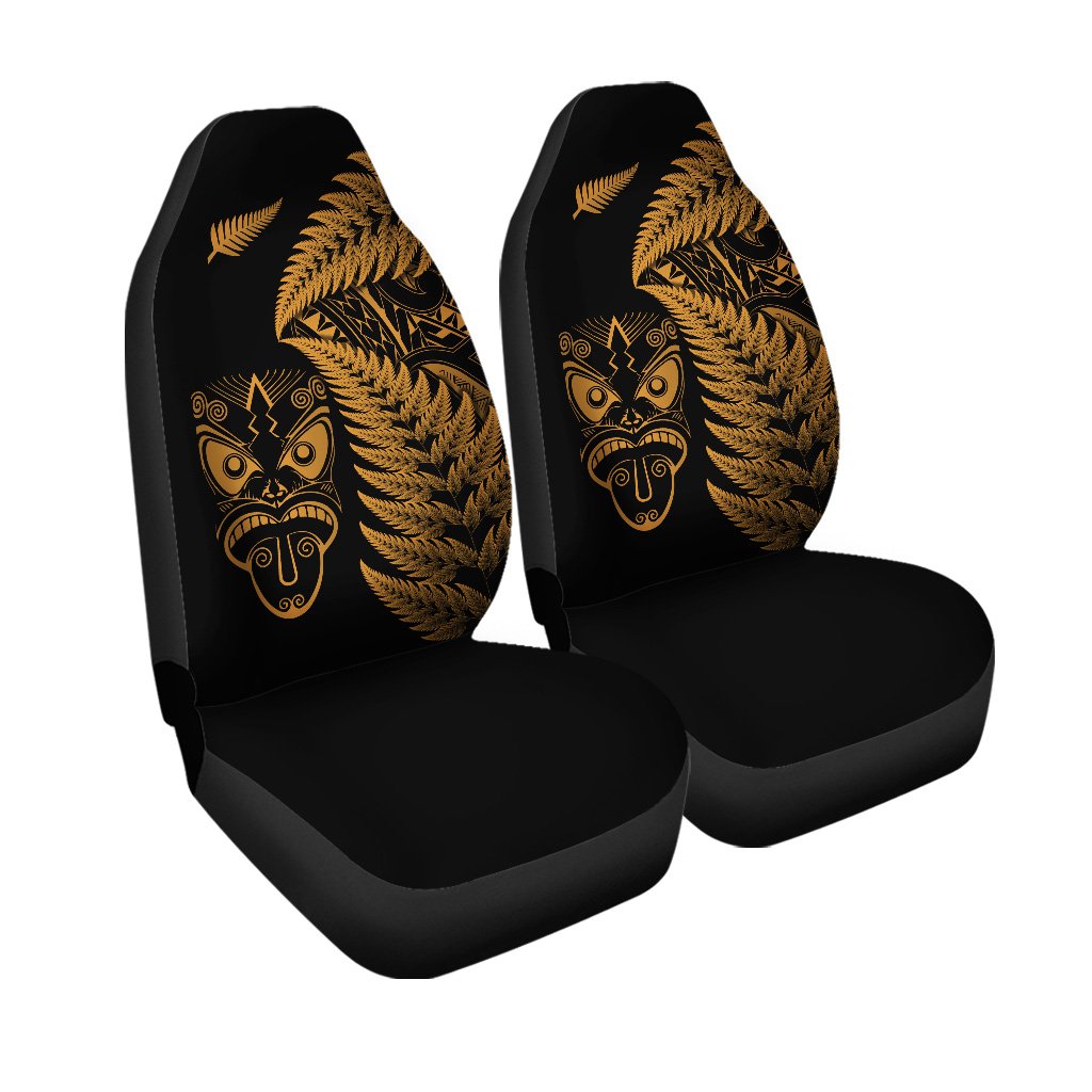 New Zealand Haka Rugby Maori Car Seat Cover Silver Fern Vibes - Gold LT8 Set of 2 Universal Fit Gold - Polynesian Pride