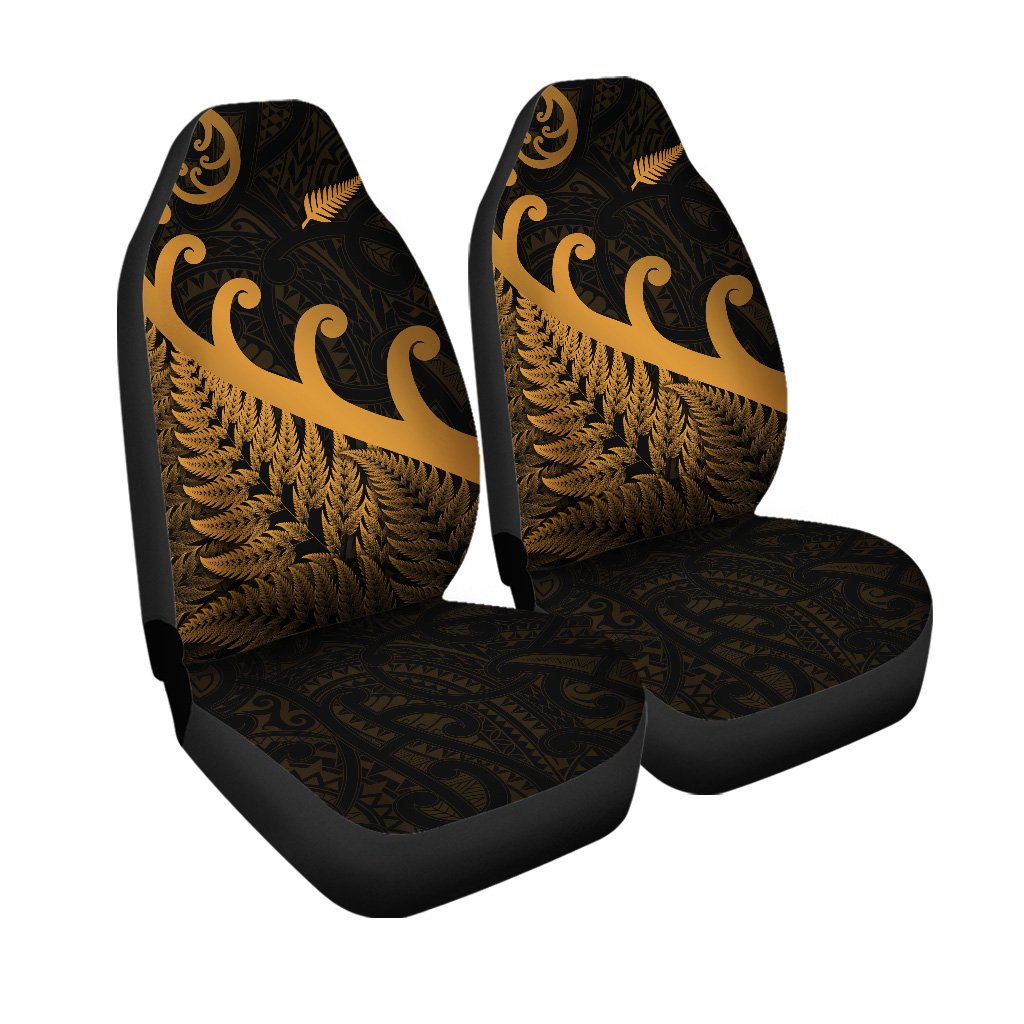 New Zealand Rugby Maori Car Seat Cover Silver Fern Koru Vibes - Gold LT8 Set of 2 Universal Fit Gold - Polynesian Pride