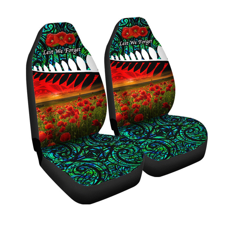 New Zealand Maori ANZAC Car Seat Cover Poppy Vibes - Turquoise LT8 One Size Turquoise - Polynesian Pride