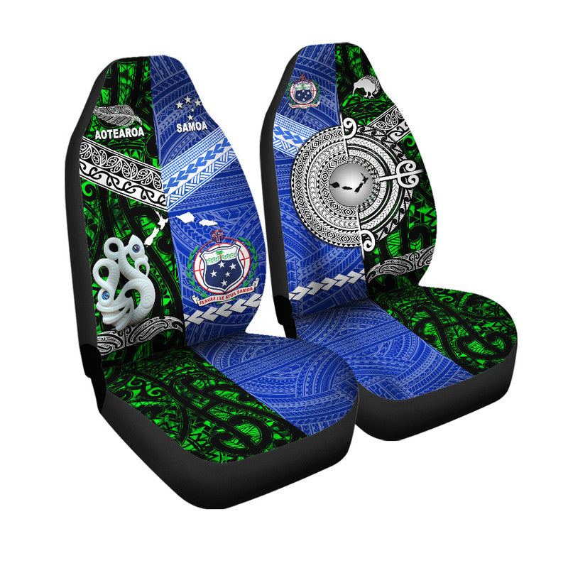 New Zealand And Samoa Car Seat Cover Together - Green LT8 One Size Green - Polynesian Pride