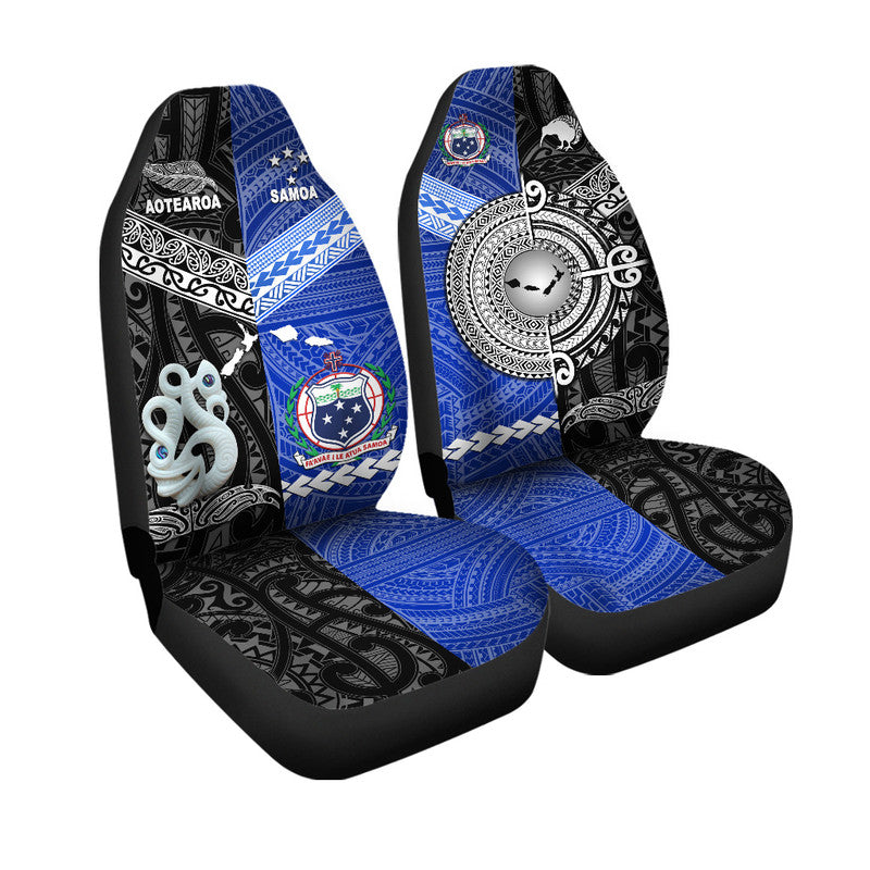 New Zealand And Samoa Car Seat Cover Together - Black LT8 One Size Black - Polynesian Pride