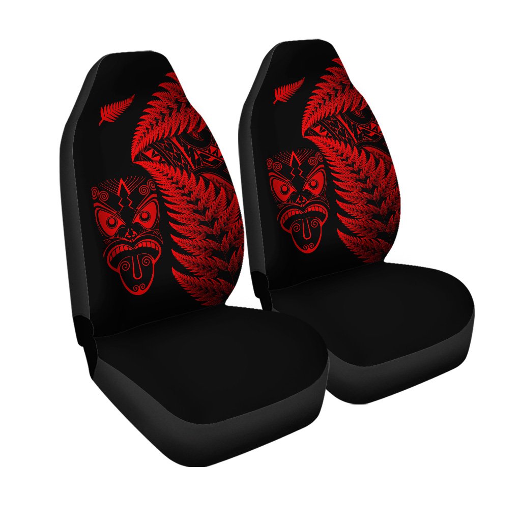 New Zealand Haka Rugby Maori Car Seat Cover Silver Fern Vibes - Red LT8 Set of 2 Universal Fit Red - Polynesian Pride