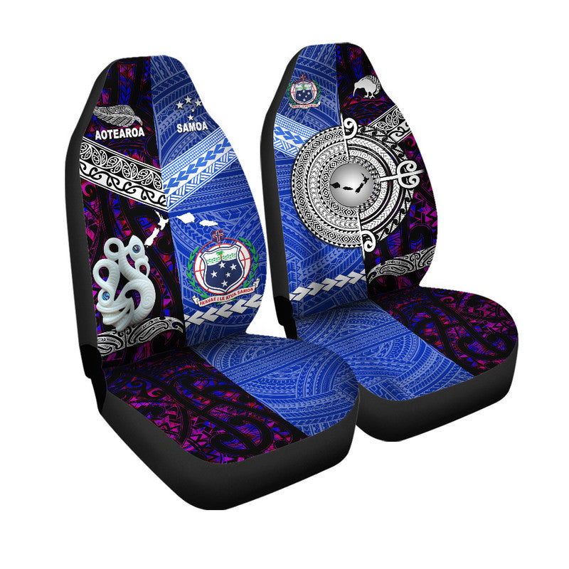 New Zealand And Samoa Car Seat Cover Together - Purple LT8 One Size Purple - Polynesian Pride