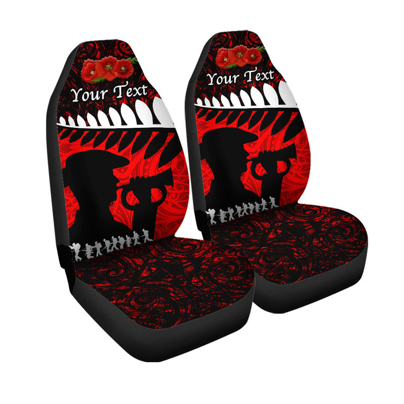 (Custom Personalised) New Zealand Maori ANZAC Car Seat Cover Remembrance Soldier - Red LT8 One Size Red - Polynesian Pride