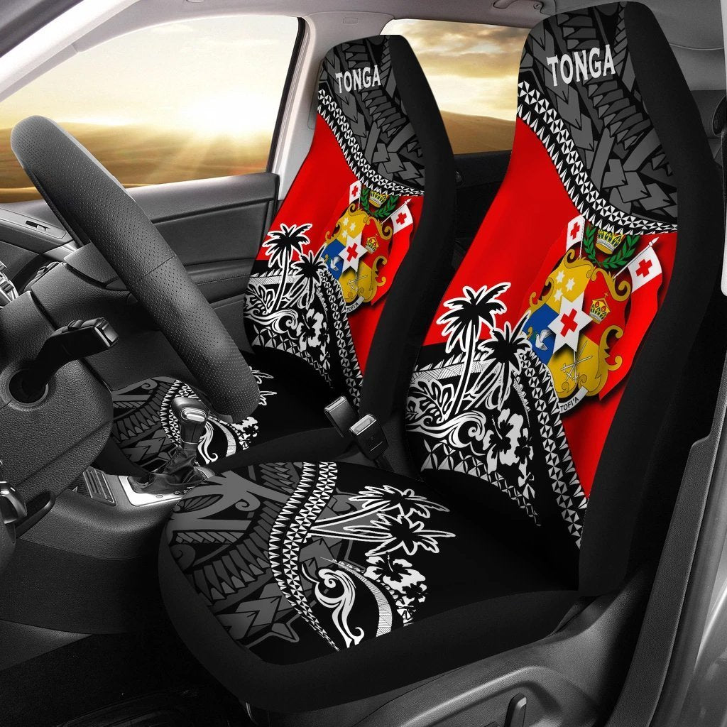 Tonga Car Seat Covers Polynesian Style Fall In The Wave Universal Fit Black - Polynesian Pride
