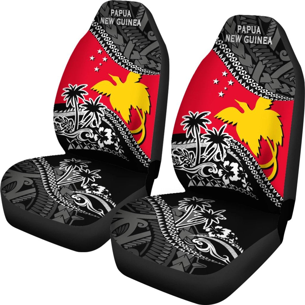 Papua New Guinea Car Seat Covers - Papua New Guinea Flag Fall In The Wave - K9 Universal Fit Red - Polynesian Pride