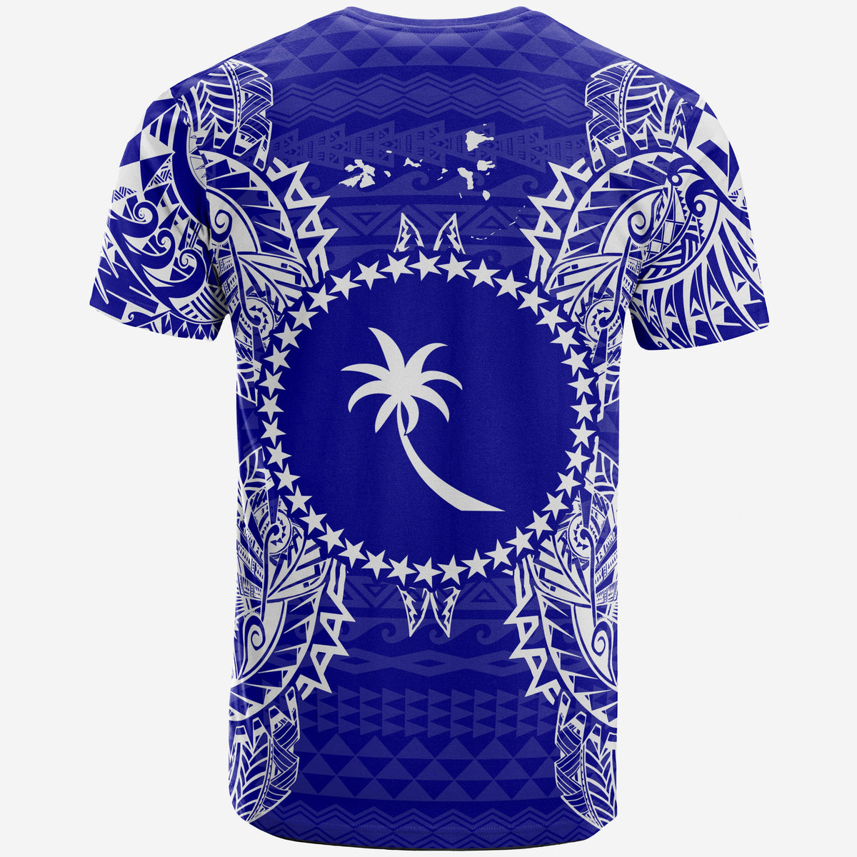Chuuk T Shirt Chuuk FLag Map Polynesian Tattoo Blue - Polynesian Pride