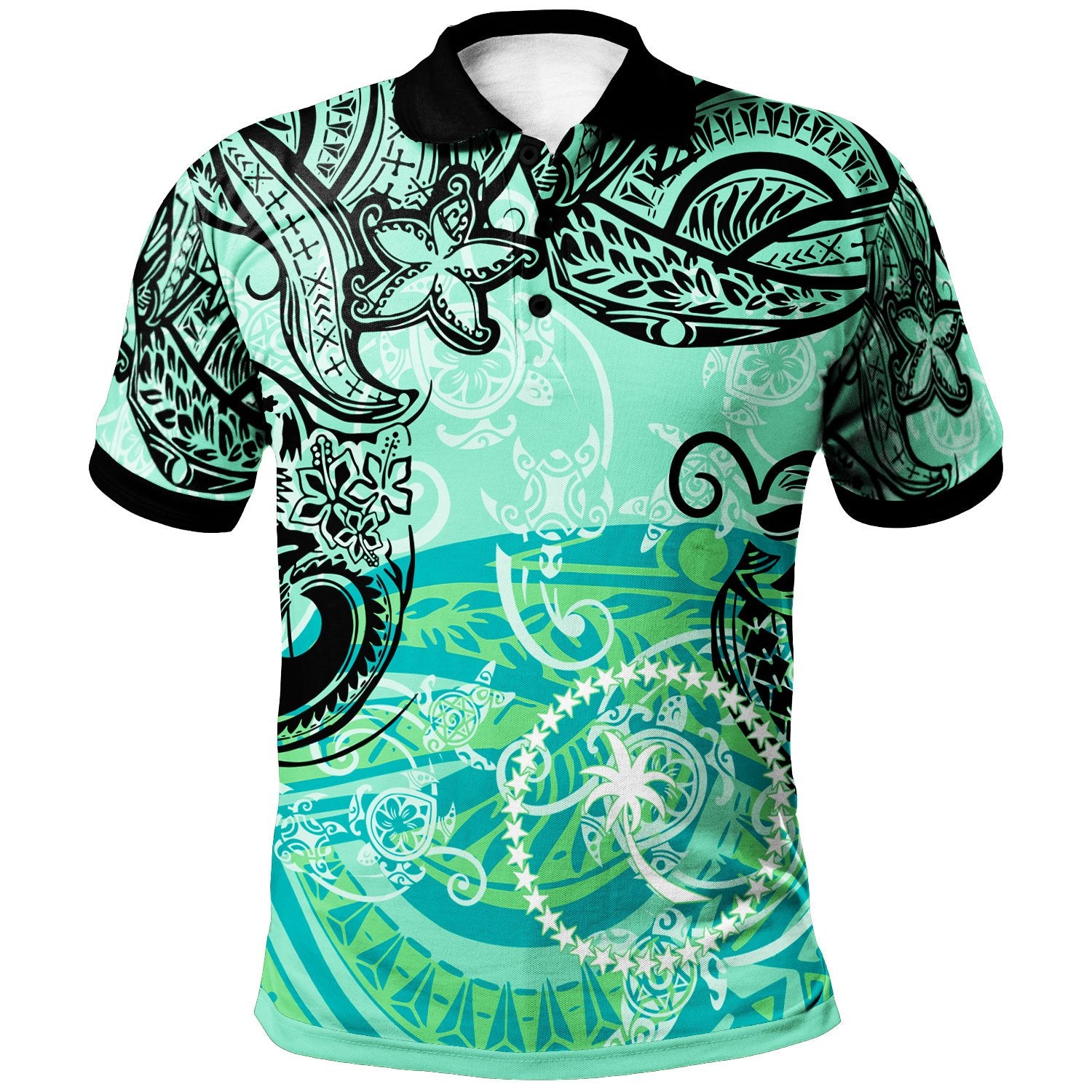Chuuk Polo Shirt Vintage Floral Pattern Green Color Unisex Green - Polynesian Pride