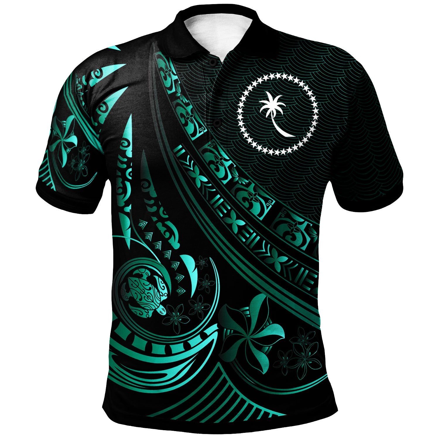 Chuuk Polo Shirt The Flow Of The Ocean Green Unisex Green - Polynesian Pride