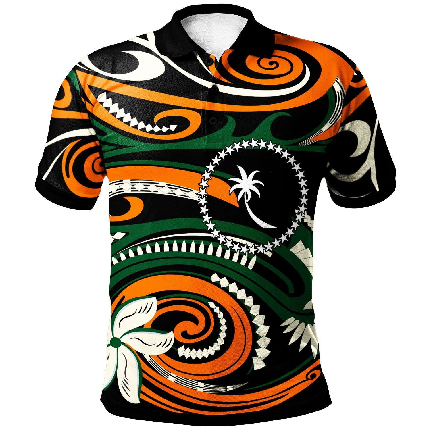 Chuuk Polo Shirt Vortex Style Unisex Orange - Polynesian Pride