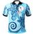 Chuuk Polo Shirt Tribal Plumeria Pattern Unisex Blue - Polynesian Pride