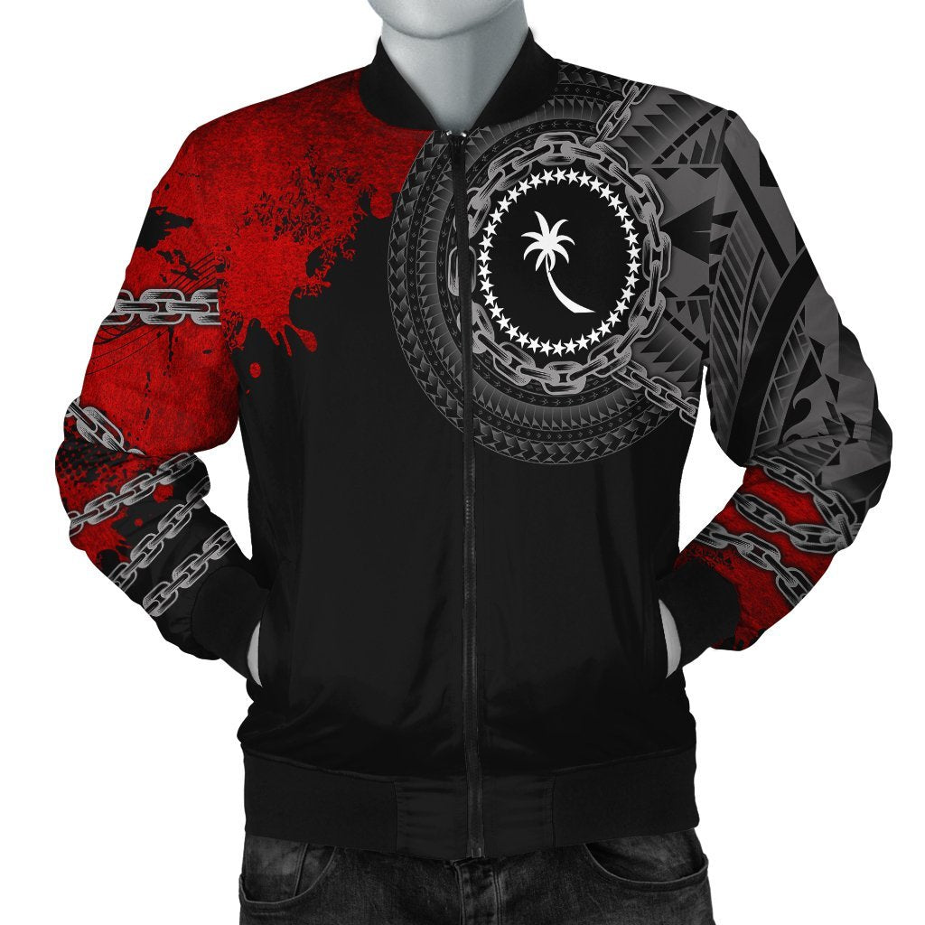 Chuuk Polynesian Men's Bomber Jacket - Polynesian Chain Style Black - Polynesian Pride