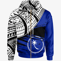 Chuuk Custom Zip Hoodie Chuuk Flag Style With Claw Pattern Unisex Blue - Polynesian Pride