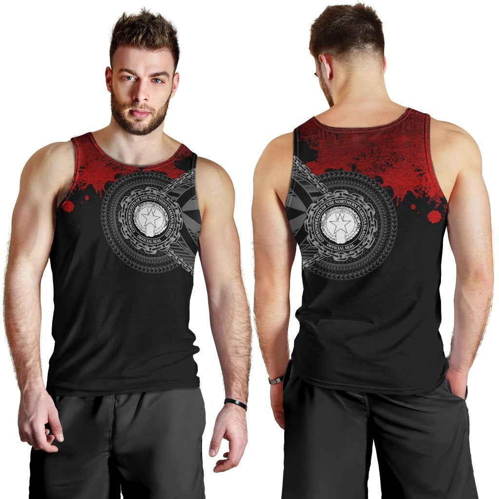 Northern Mariana Islands Polynesian Men's Tank Top - Polynesian Chain Style - Polynesian Pride