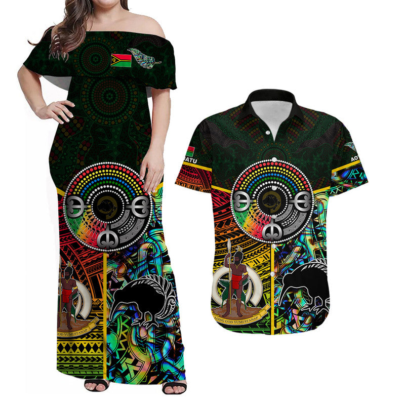 Custom Matching Hawaiian Shirt and Dress Vanuatu Mix Maori And Aboriginal LT6 Art - Polynesian Pride