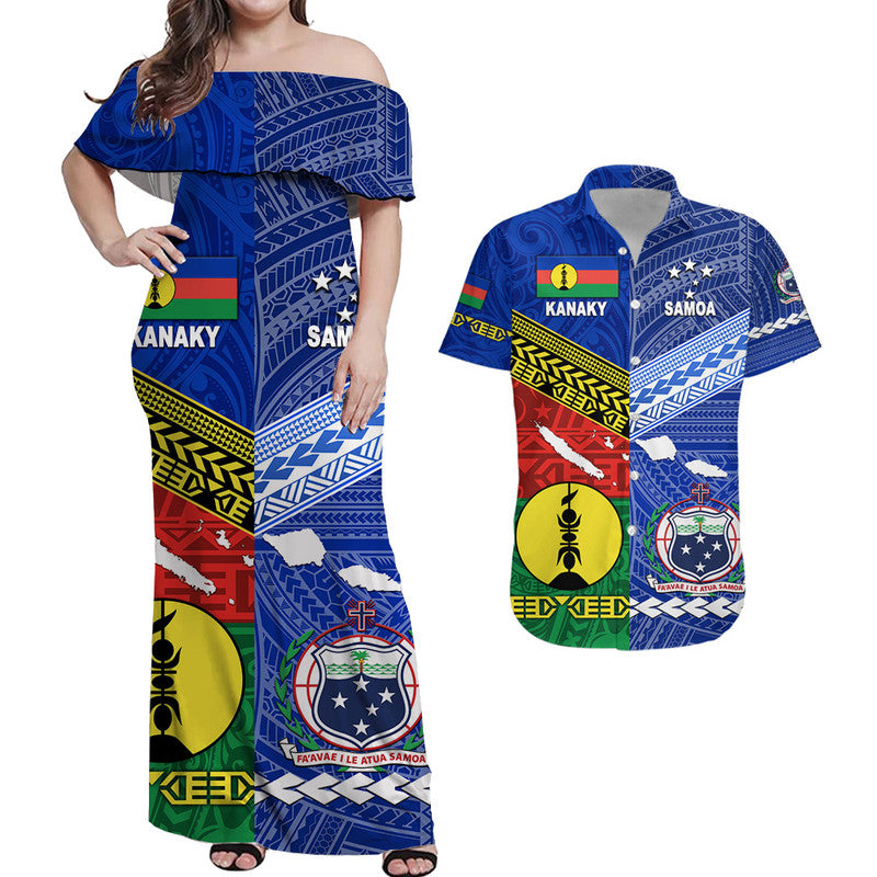 Custom Polynesian Matching Hawaiian Shirt and Dress Samoa New Caledonia Together LT8 Blue - Polynesian Pride