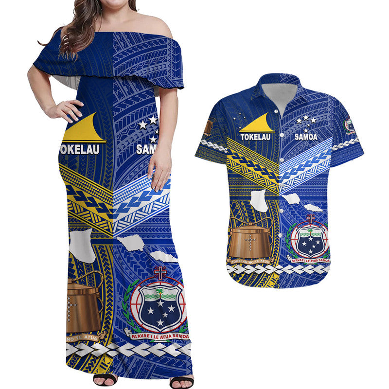 Custom Polynesian Matching Hawaiian Shirt and Dress Samoa Tokelau Together LT8 Blue - Polynesian Pride