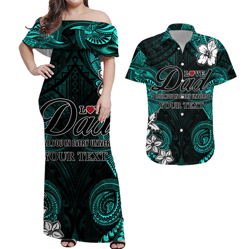 Custom Matching Hawaiian Shirt and Dress Polynesian Fathers Day I Love You In Every Universe Turquoise LT8 Turquoise - Polynesian Pride