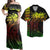 Polynesian Couple Outfits Hawaii Map Kanaka Polynesian Hula Girl Reggae Matching Dress and Hawaiian Shirt - Polynesian Pride