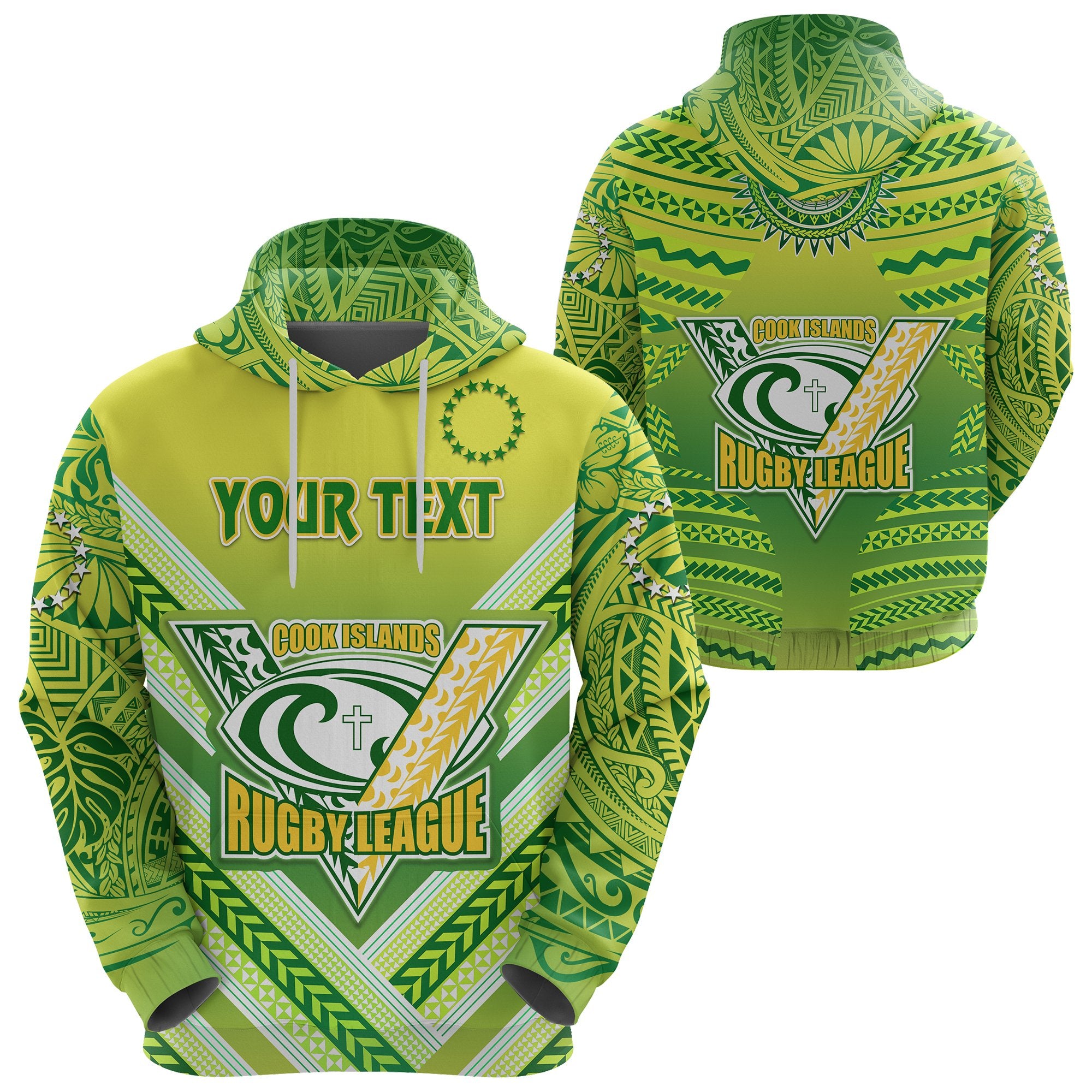 Custom Cook Islands Rugby Hoodie Creative Style Unisex Green - Polynesian Pride