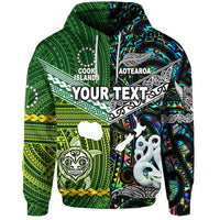 Custom New Zealand Cook Islands Hoodie Maori and Polynesian Together Paua Shell LT8 - Polynesian Pride