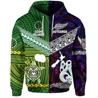 New Zealand Cook Islands Hoodie Maori and Polynesian Together Purple LT8 - Polynesian Pride
