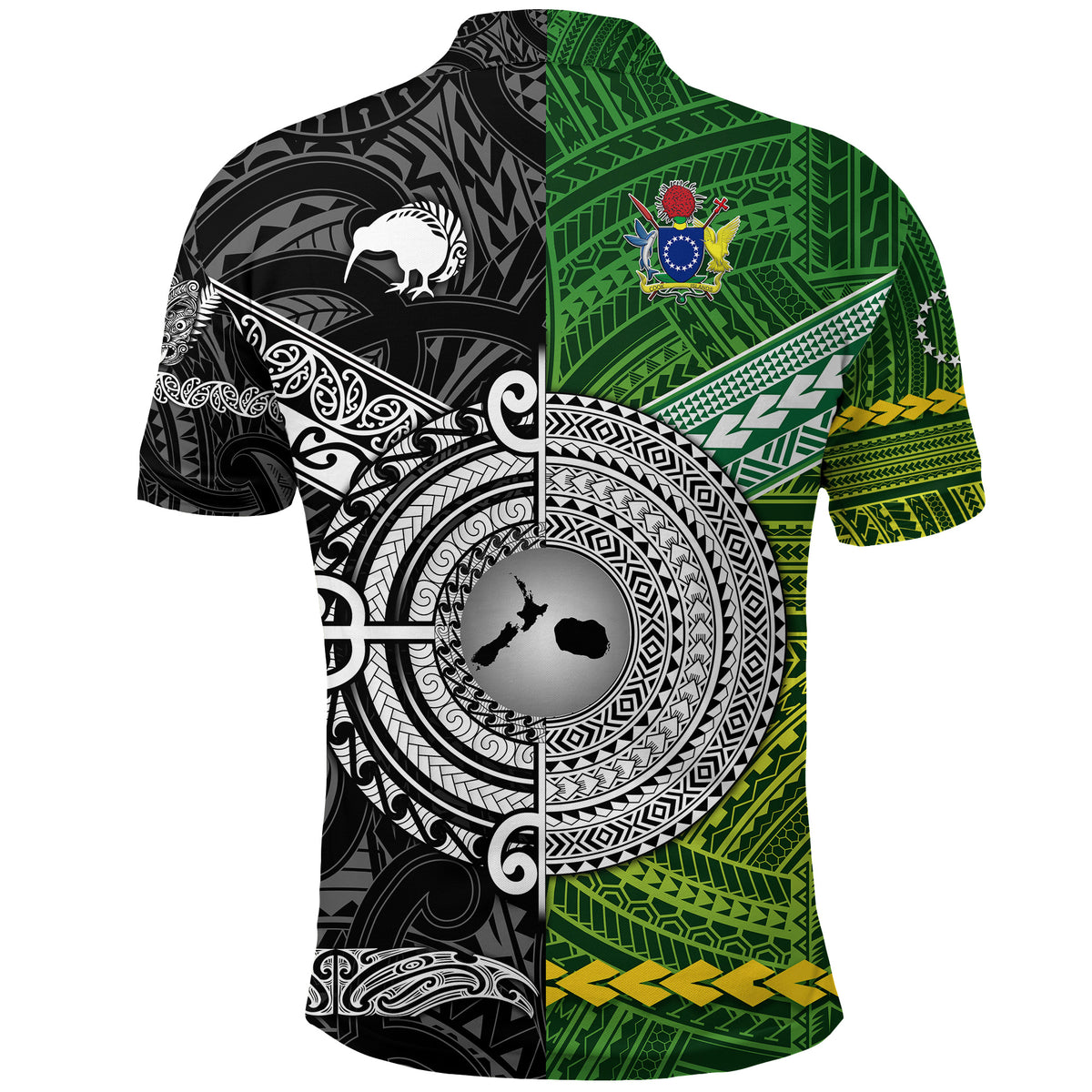 New Zealand Cook Islands Polo Shirt Maori Together Black LT8 - Polynesian Pride