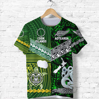 New Zealand Maori Aotearoa T Shirt Cook Islands Together Green LT8 - Polynesian Pride