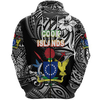 Cook Islands Rugby Zip Hoodie Unique Vibes Coat of Arms Black Unisex Black - Polynesian Pride