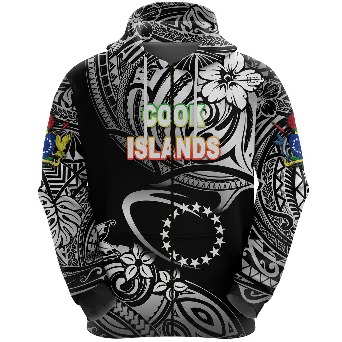 Cook Islands Rugby Zip Hoodie Unique Vibes Black Unisex Black - Polynesian Pride