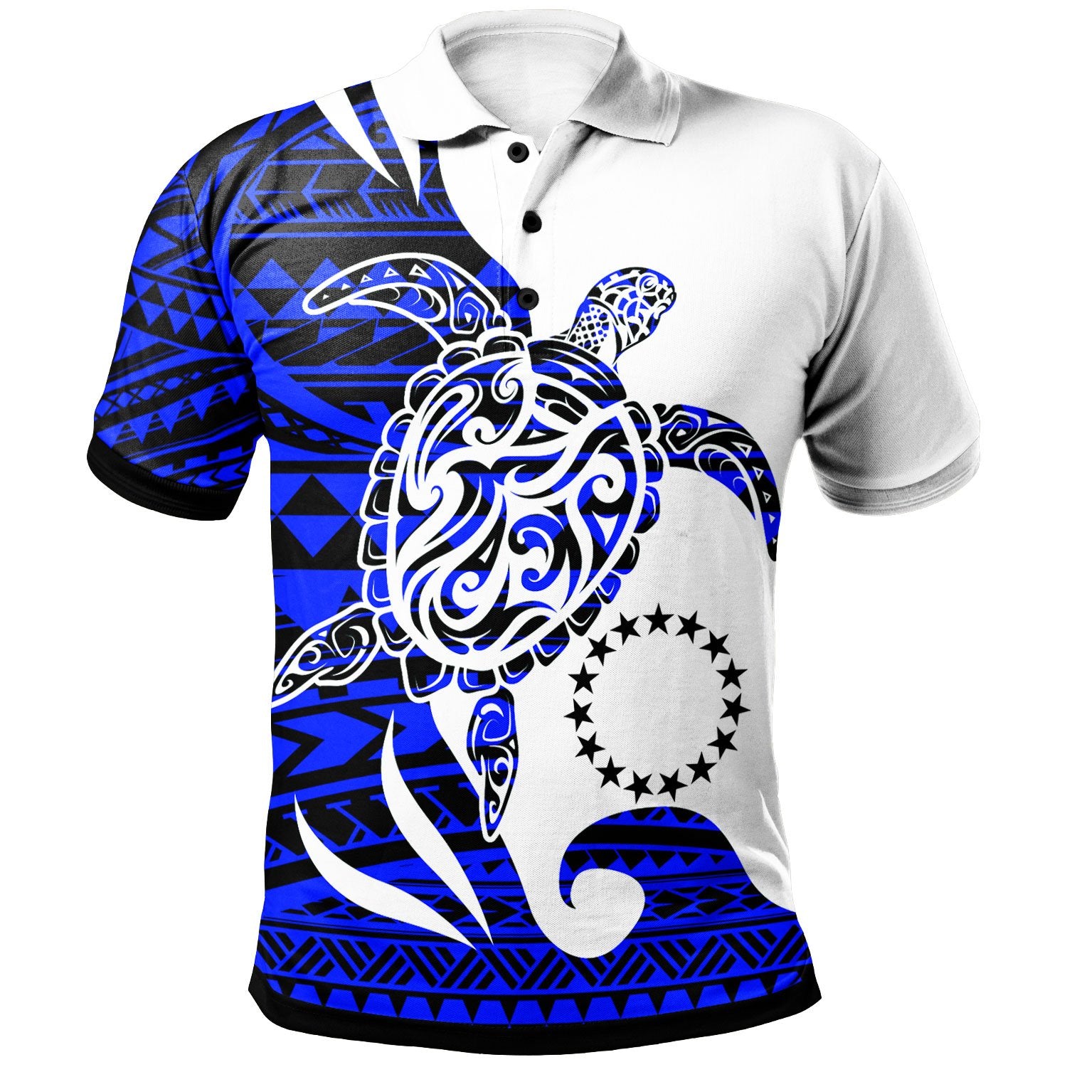 Cook Islands Custom Polo Shirt Mega Turtle Unisex Blue - Polynesian Pride