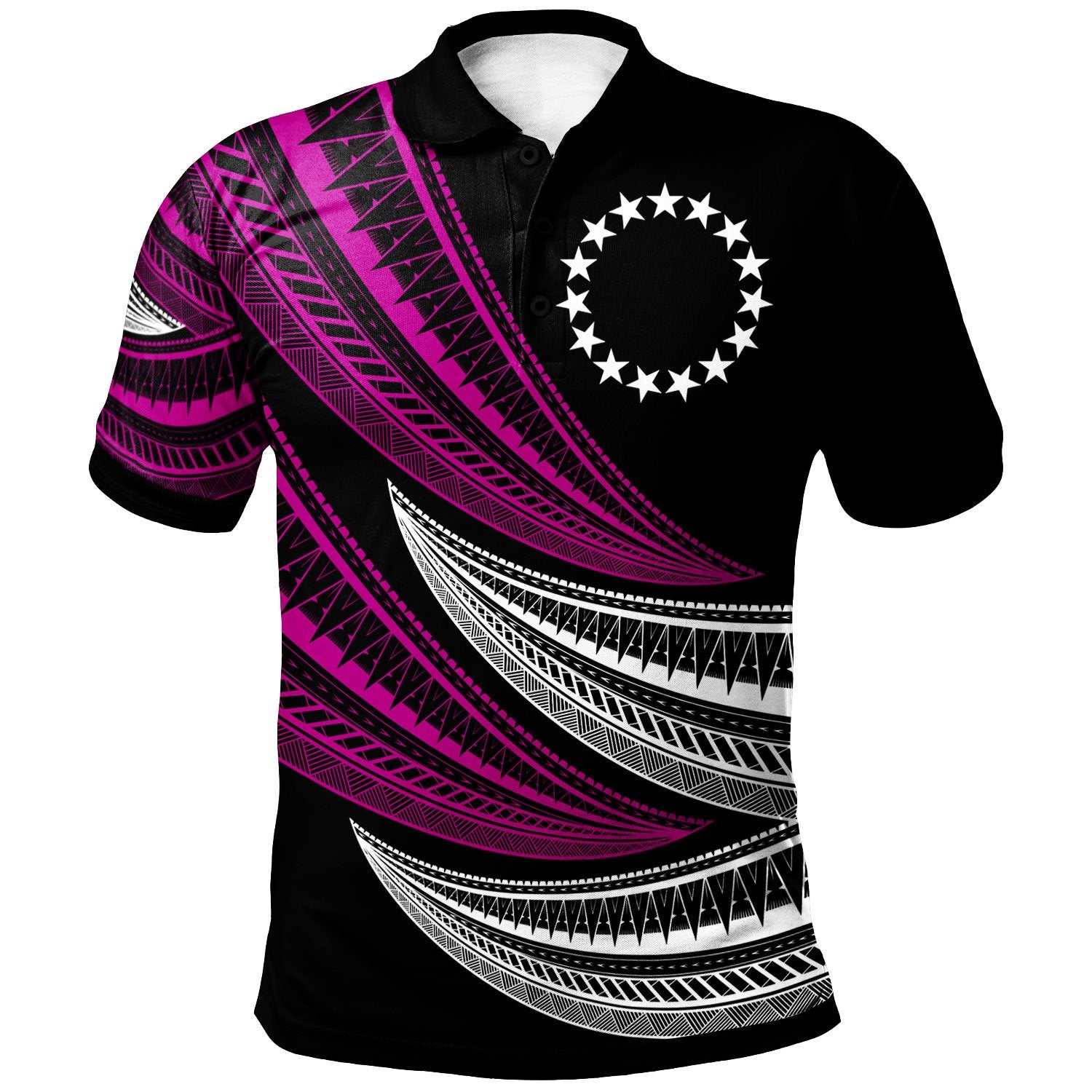 Cook Islands Custom Polo Shirt Wave Pattern Alternating Purple Color Unisex Purple - Polynesian Pride