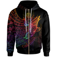 Cook Islands Zip Hoodie Butterfly Polynesian Style Unisex Black - Polynesian Pride
