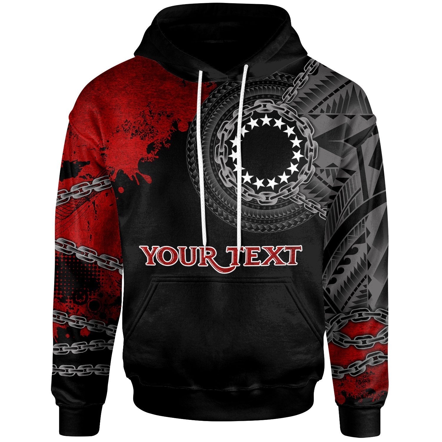 Cook Islands Polynesian Custom Hoodie Polynesian Chain Style Unisex Black - Polynesian Pride