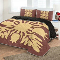 Hawaiian Royal Pattern Quilt Bed Set - Coral - N1 Style - AH - Polynesian Pride